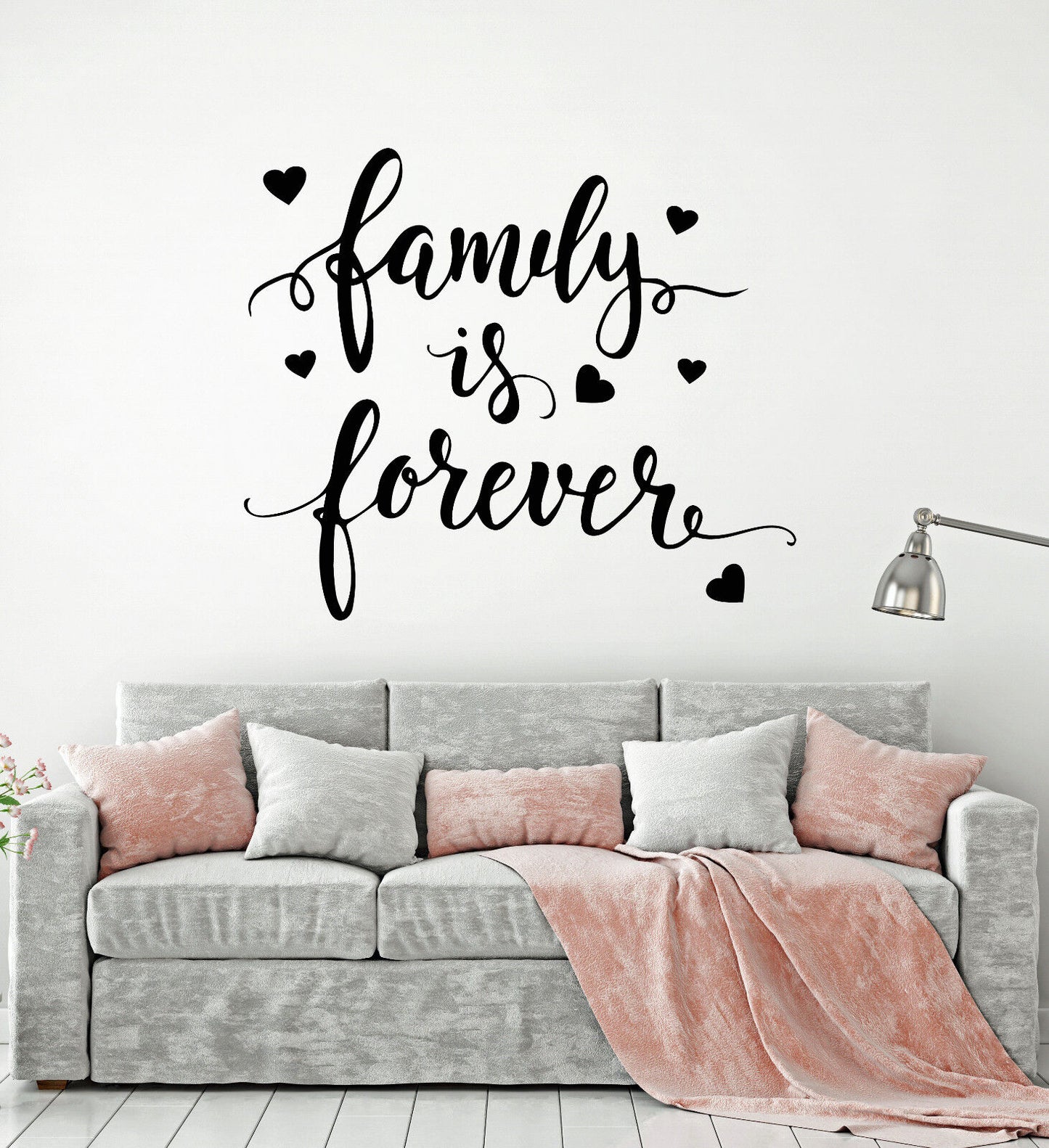 Wandaufkleber mit Zitat „Forever Family“ aus Vinyl, für Zuhause und Familie (2495ig)