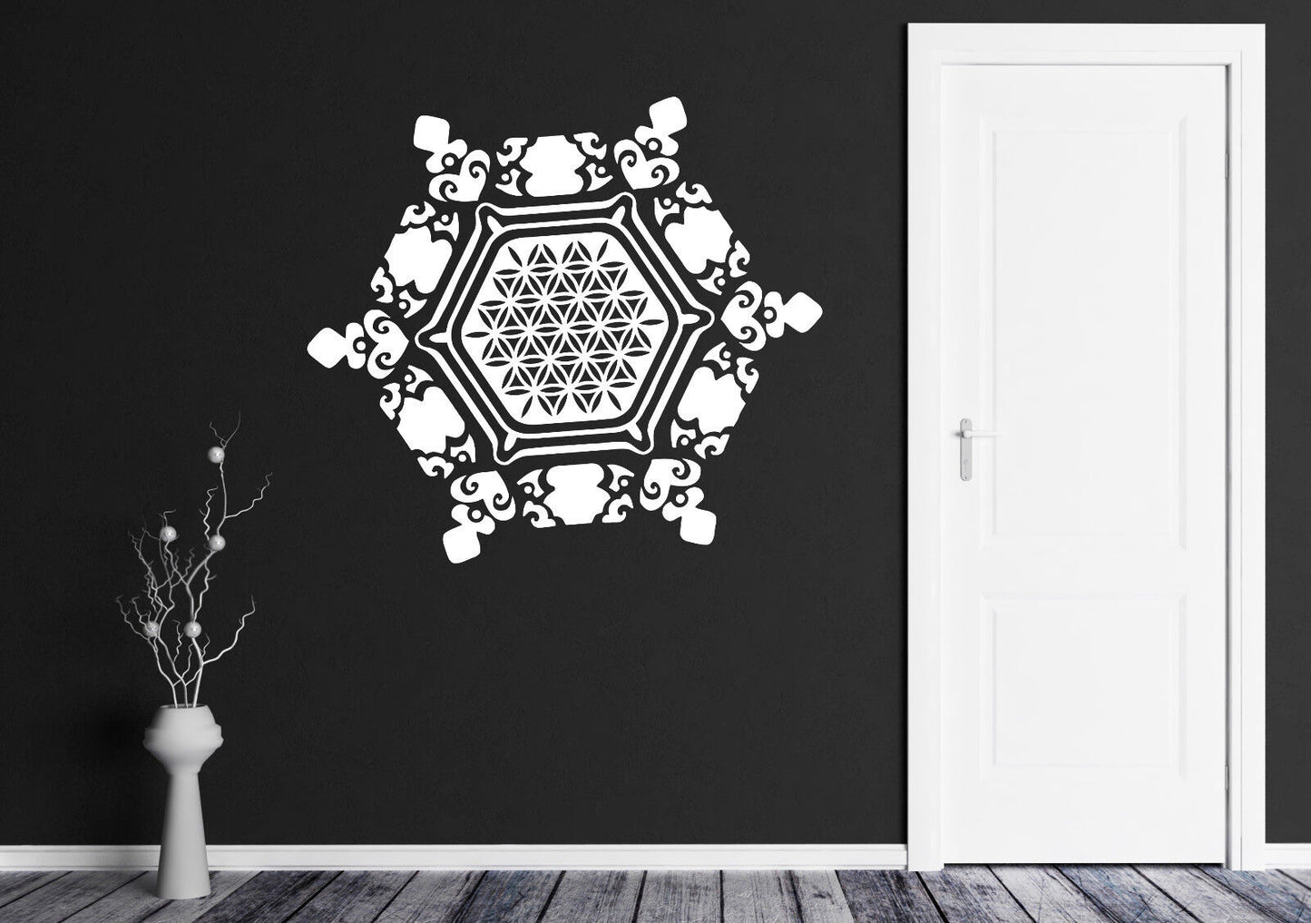 Wall Vinyl Decal Snowflake Water Crystal Flower Life Home Interior Decor (n828)