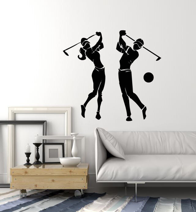 Vinyl Wall Decal Golf Club Sport Players Man And Woman Stickers (2526ig)