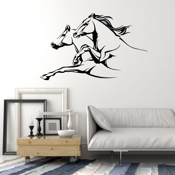 Autocollant mural en vinyle, autocollants abstraits pour animaux de compagnie, maison de chevaux au galop (2534ig)