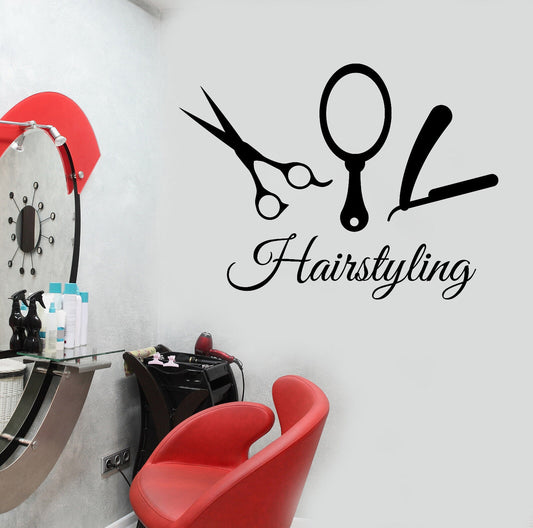 Vinyl Aufkleber Wandaufkleber Schönheit Friseursalon Werkzeuge Hairstyling Studio Dekor (n830)