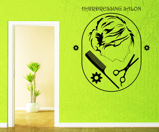 Wall Vinyl Decal Hairdressing Salon Sign Beauty Hair Interior Decor (n837)