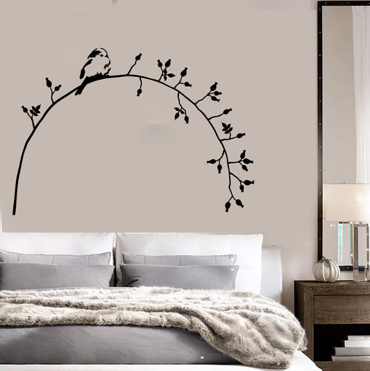 Vinyl Wall Decal Little Bird On Branch Flower Nature Animal Stickers (2576ig)