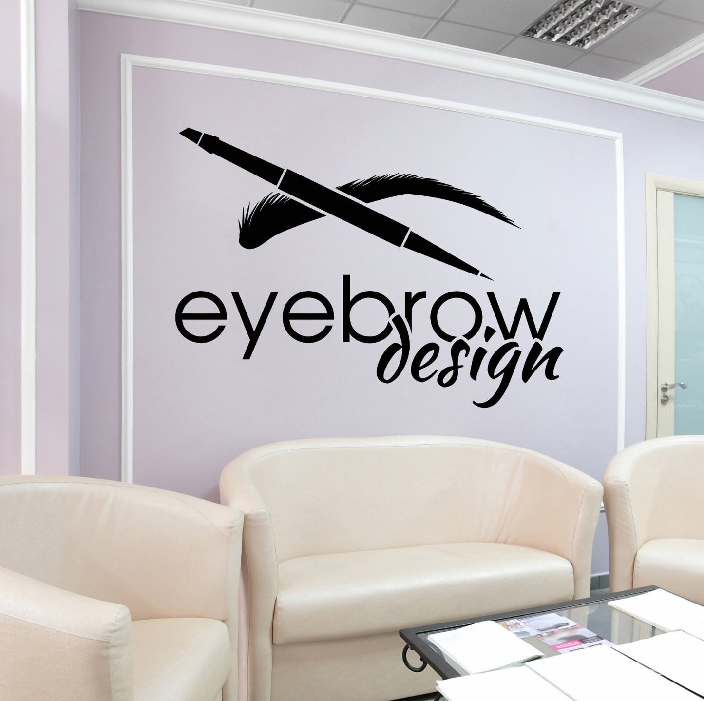 Wandtattoo Augenbrauen Beauty Salon Logo Brow Art Vinyl Aufkleber (2584ig)