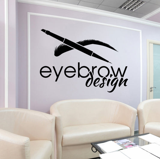 Vinyl Wall Decal Eyebrow Beauty Salon Logotype Brow Art Stickers (2584ig)