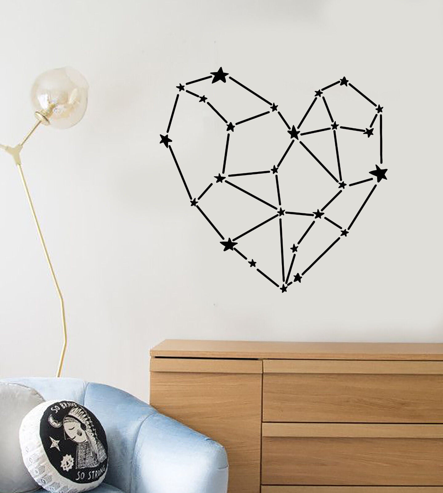 Vinyl Wall Decal Space Stars Heart Romance Love Polygonal Stickers (2588ig)