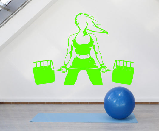 Vinyl Wall Decal Beautiful Sexy Body Girl Gym Sport Barbell Stickers (2590ig)