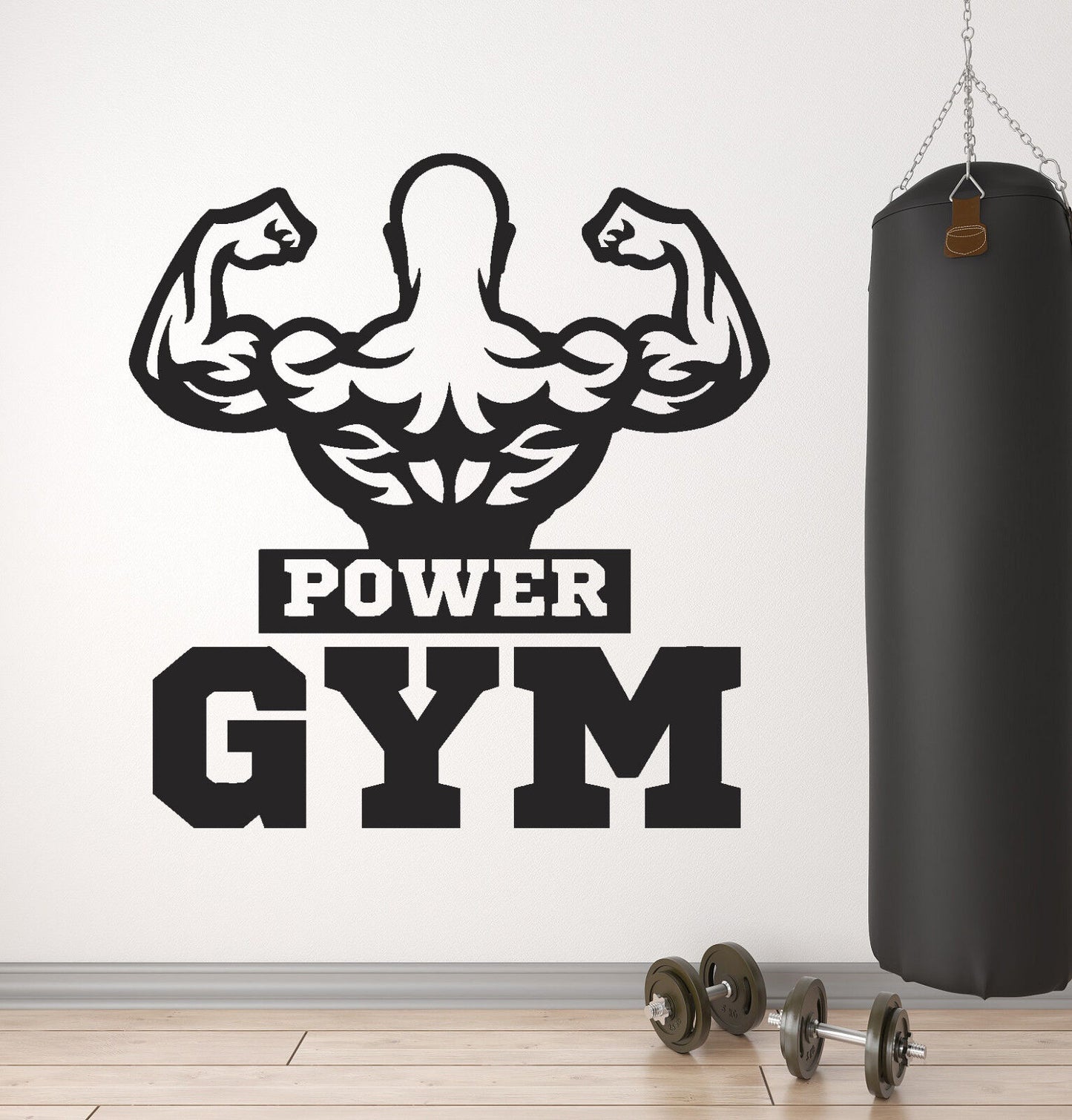 Vinyl Wall Decal Power Gym Muscles Beautiful Bodybuilder Logo Stickers (2594ig)