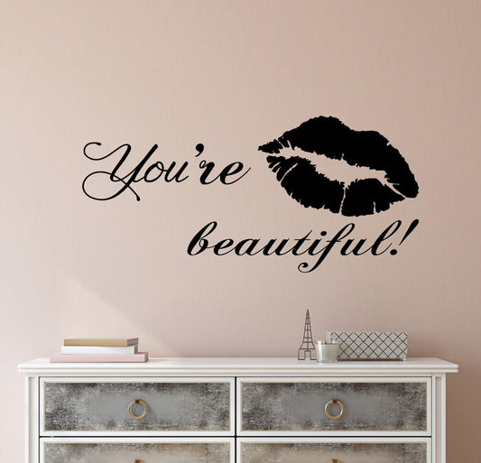 Vinyl Wall Decal Stickers Inspirational Beauty Quote You're Beautiful 2609ig