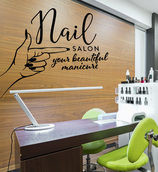 Vinyl Wall Decal Nails Salon Studio Logo Manicure Signboard Stickers (2653ig)