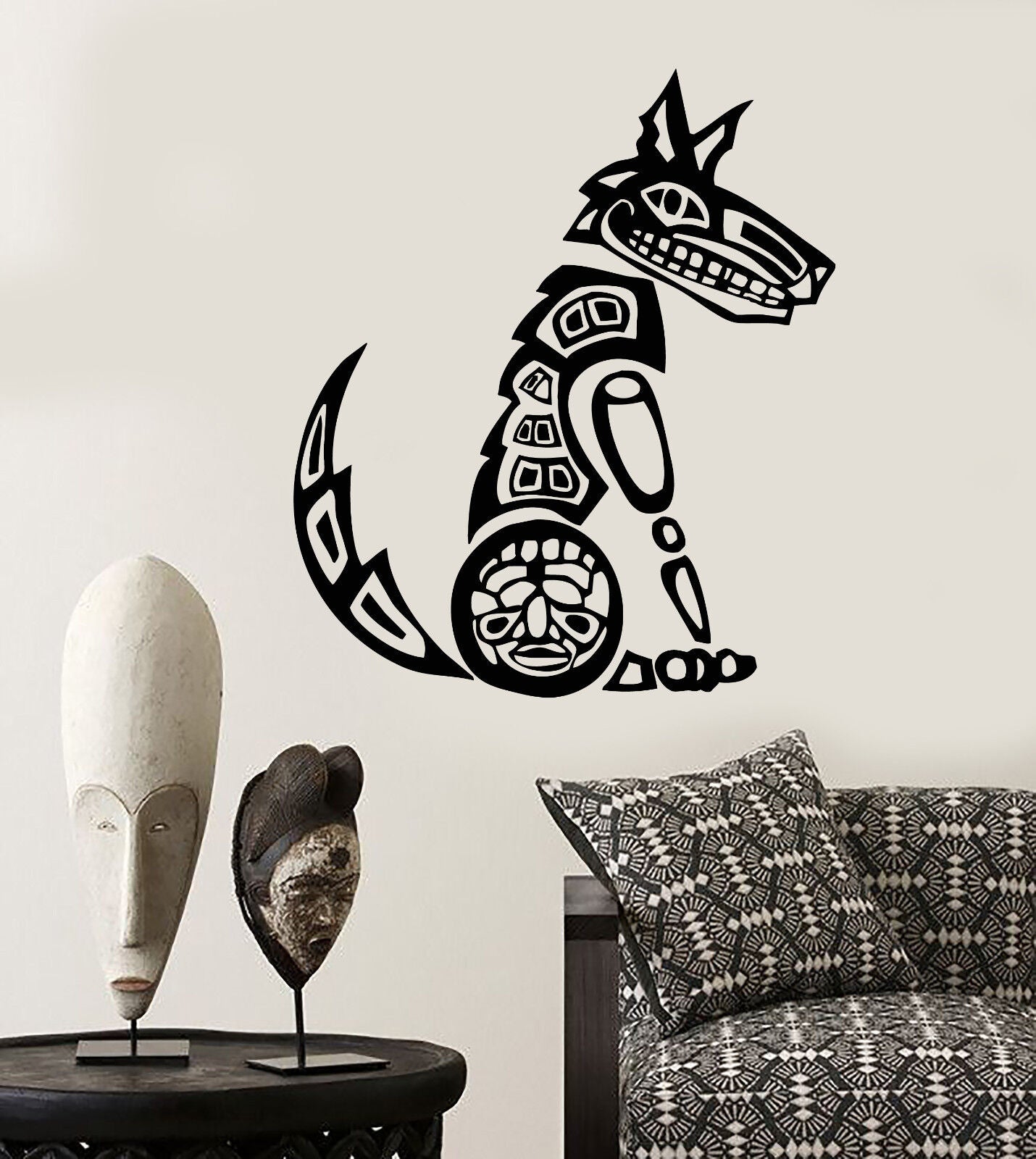 Vinyl Wall Decal Mythical Coyote Native Tribal Animal Predator Stickers (2677ig)