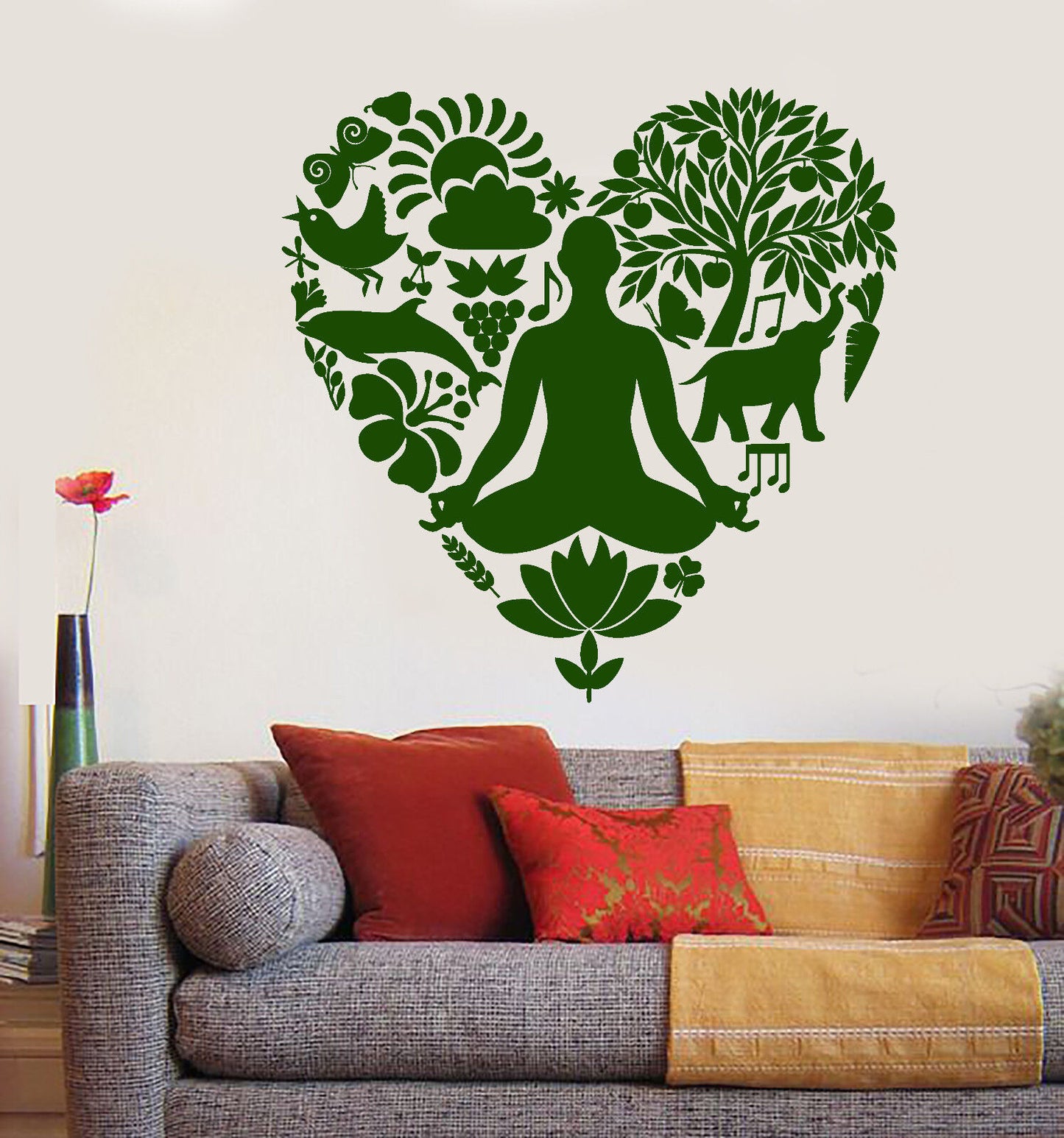 Vinyl Wall Decal Heart Yoga Pose Meditation Beauty Health Stickers (2724ig)