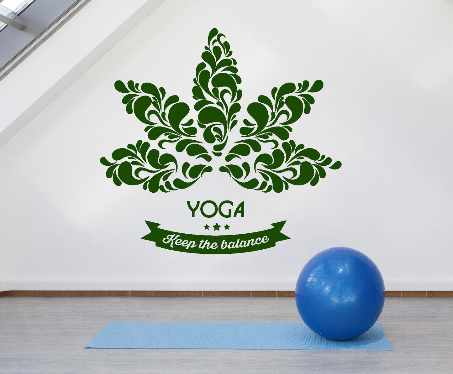 Wandaufkleber mit Lotusblüte, Yoga-Center-Logo, Zitat, Worte, Vinyl (2761ig)