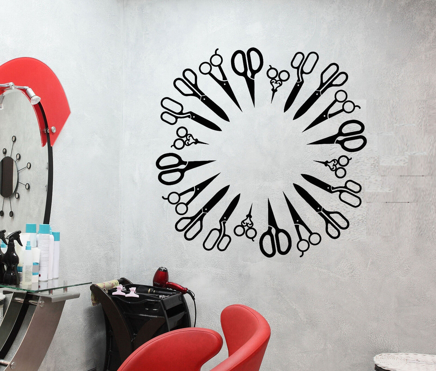 Wandtattoo Schere Friseursalon Friseursalon Friseursalon Aufkleber (2764ig)