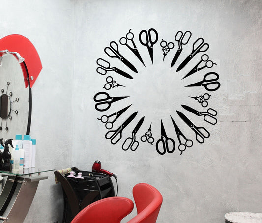 Autocollant mural en vinyle, ciseaux, Salon de coiffure, coupe de cheveux, autocollants pour Salon de coiffure (2764ig)