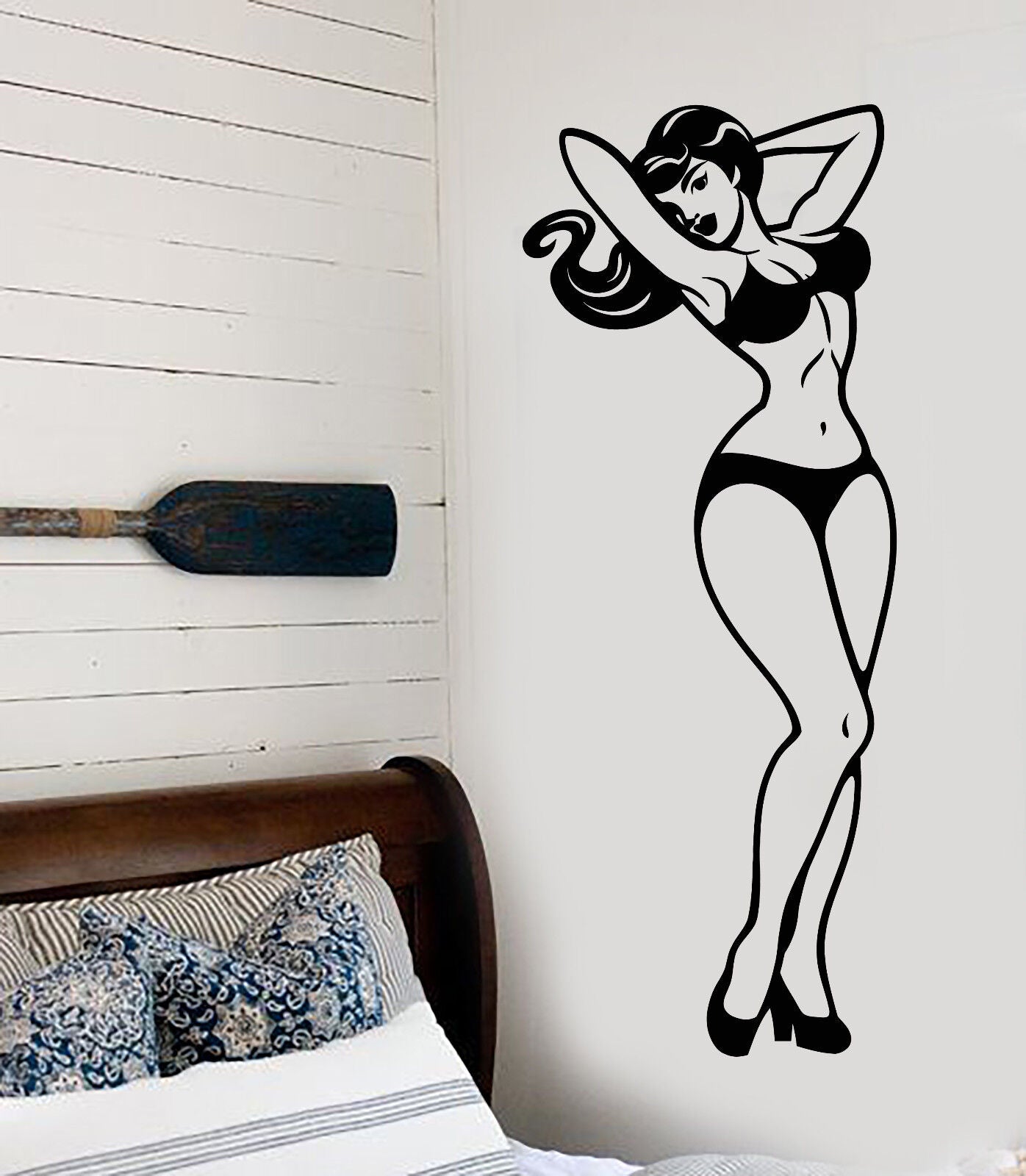 Autocollant mural en vinyle Style Pin Up fille rétro femme Sexy en maillot de bain autocollants 2775ig