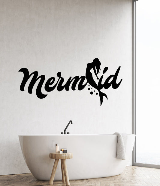 Wandtattoo „Meerjungfrau, Fantasietier“, Vinyl, für Badezimmer (2776ig)