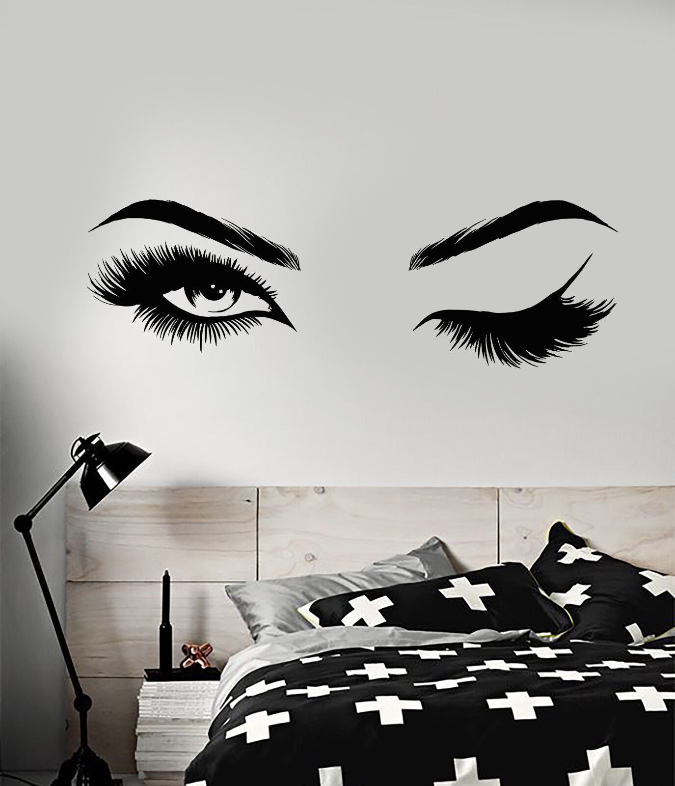 Vinyl Wall Decal Sexy Girl Eyes Eyelashes Wink Beauty Salon Stickers (2803ig)