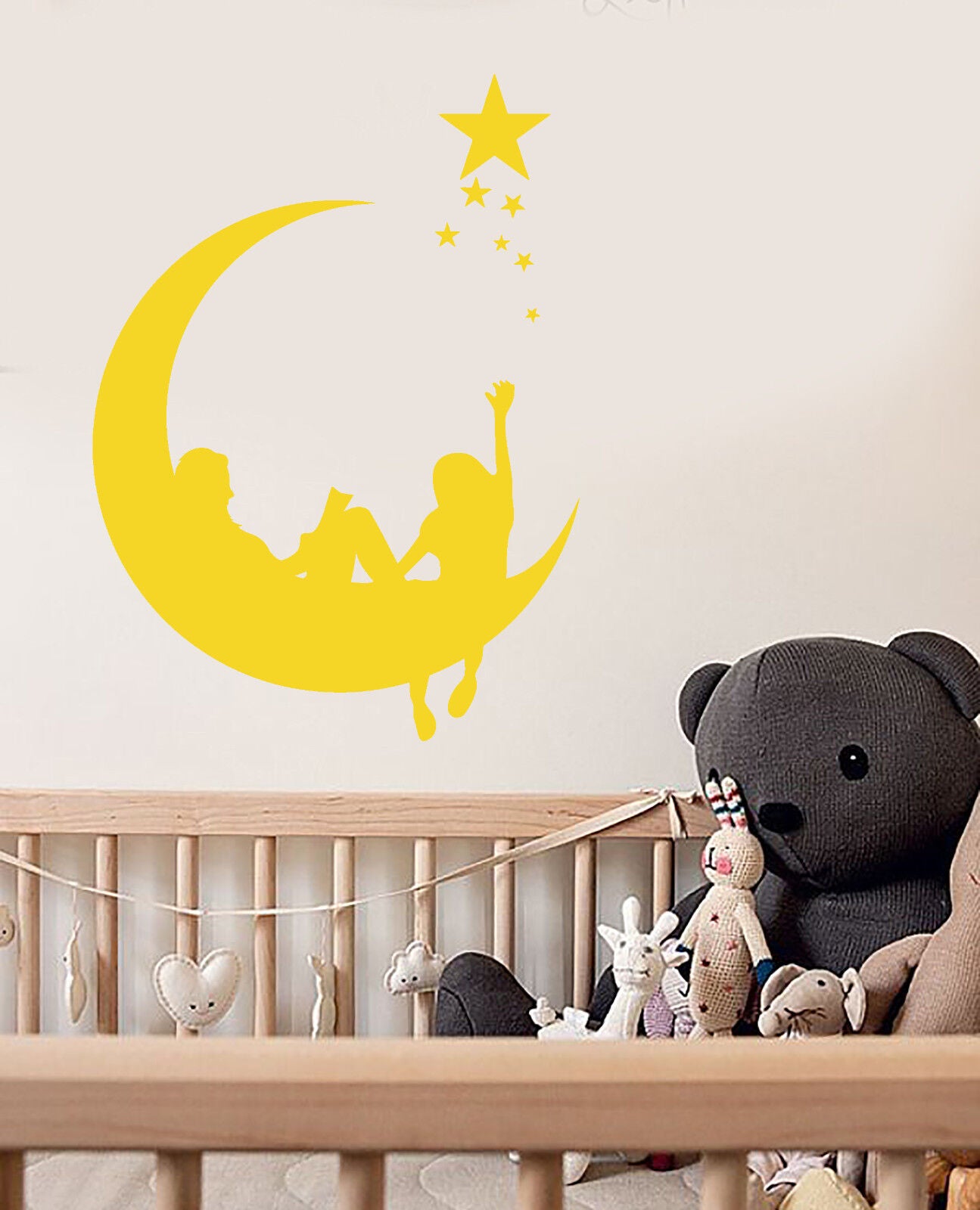 Wandtattoo Mond und Sterne mit Sternenhimmel, Wandsticker, Kinderzimmer, Wandaufkleber, Vinyl, 2820ig