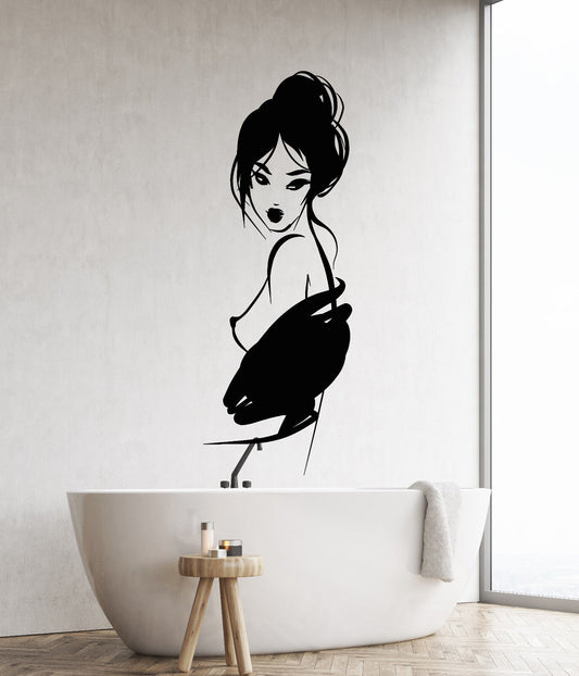 Wandtattoo Sexy Nacktes Mädchen Geisha Japanische Asiatische Frau Vinyl Aufkleber (2825ig)