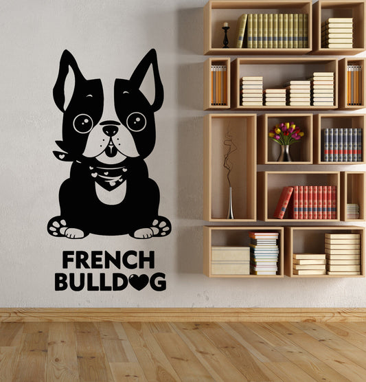 Autocollant mural en vinyle pour animaux de compagnie, chiot, chien, bouledogue français, autocollants pour animaux de maison (2827ig)