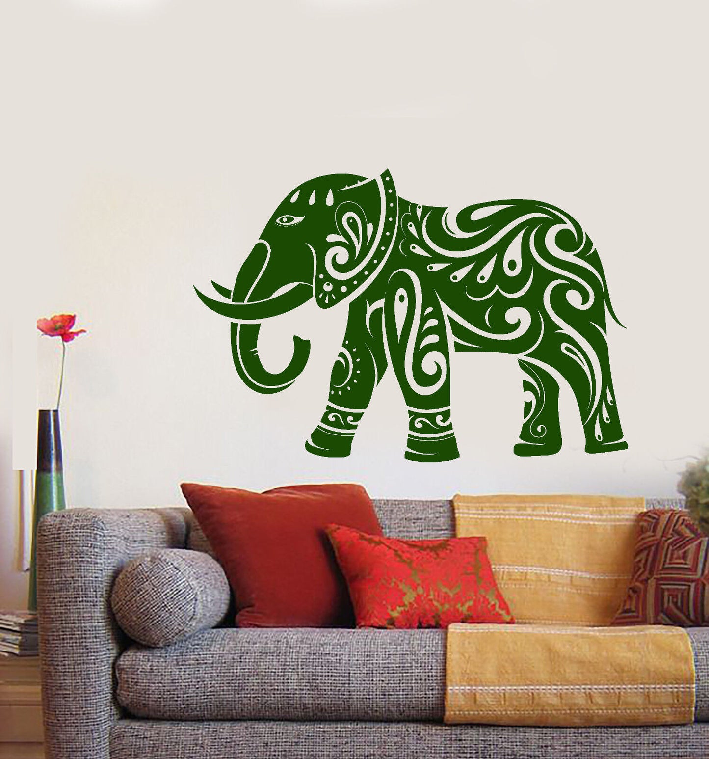 Vinyl Wall Decal India Beautiful Elephant Hindu Animal Stickers (2870ig)