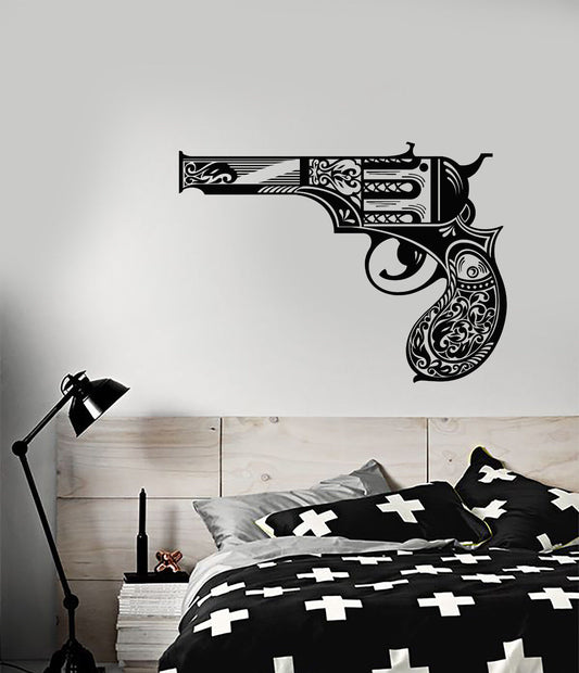 Vinyl Wall Decal Vintage Revolver Gun Lady's Pistol Weapons Stickers (2879ig)