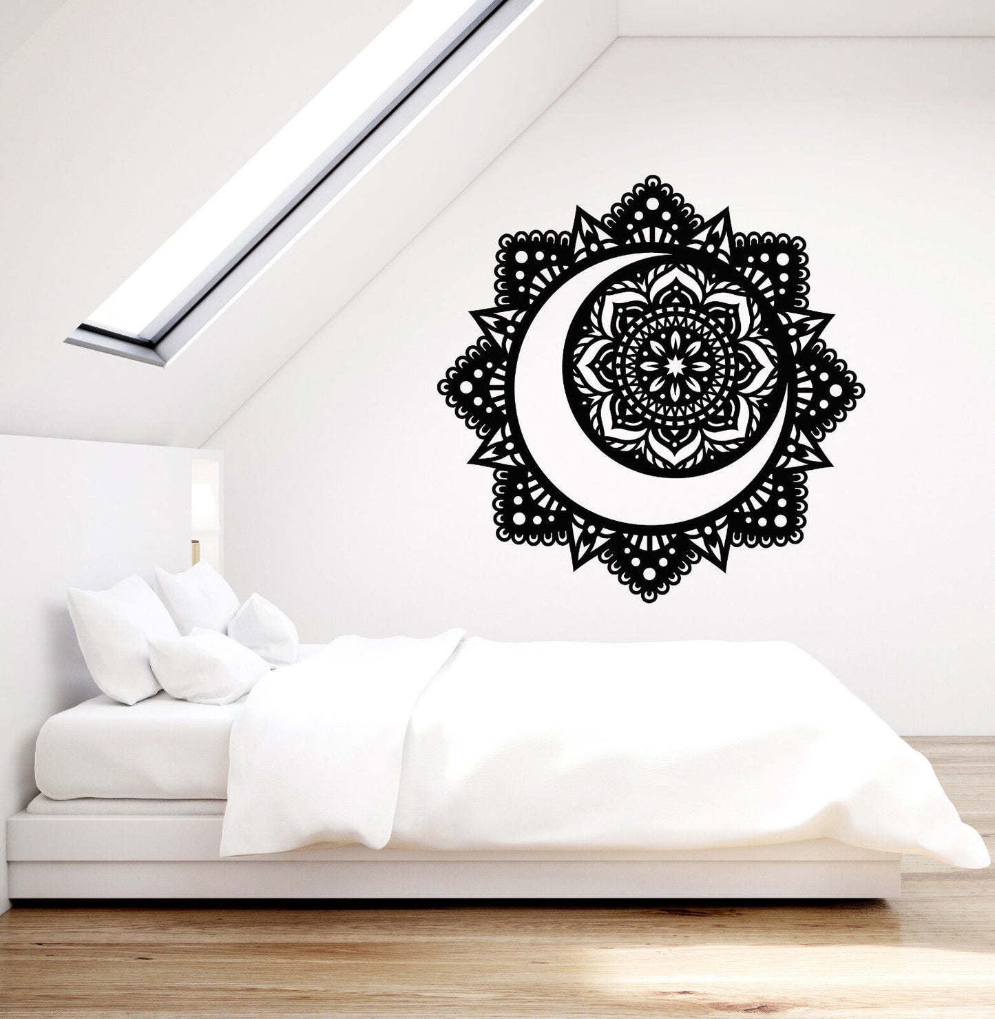 Vinyl Wand Aufkleber Mandala Buddhismus Lotus Blume Mond Yoga Center Aufkleber 2907ig