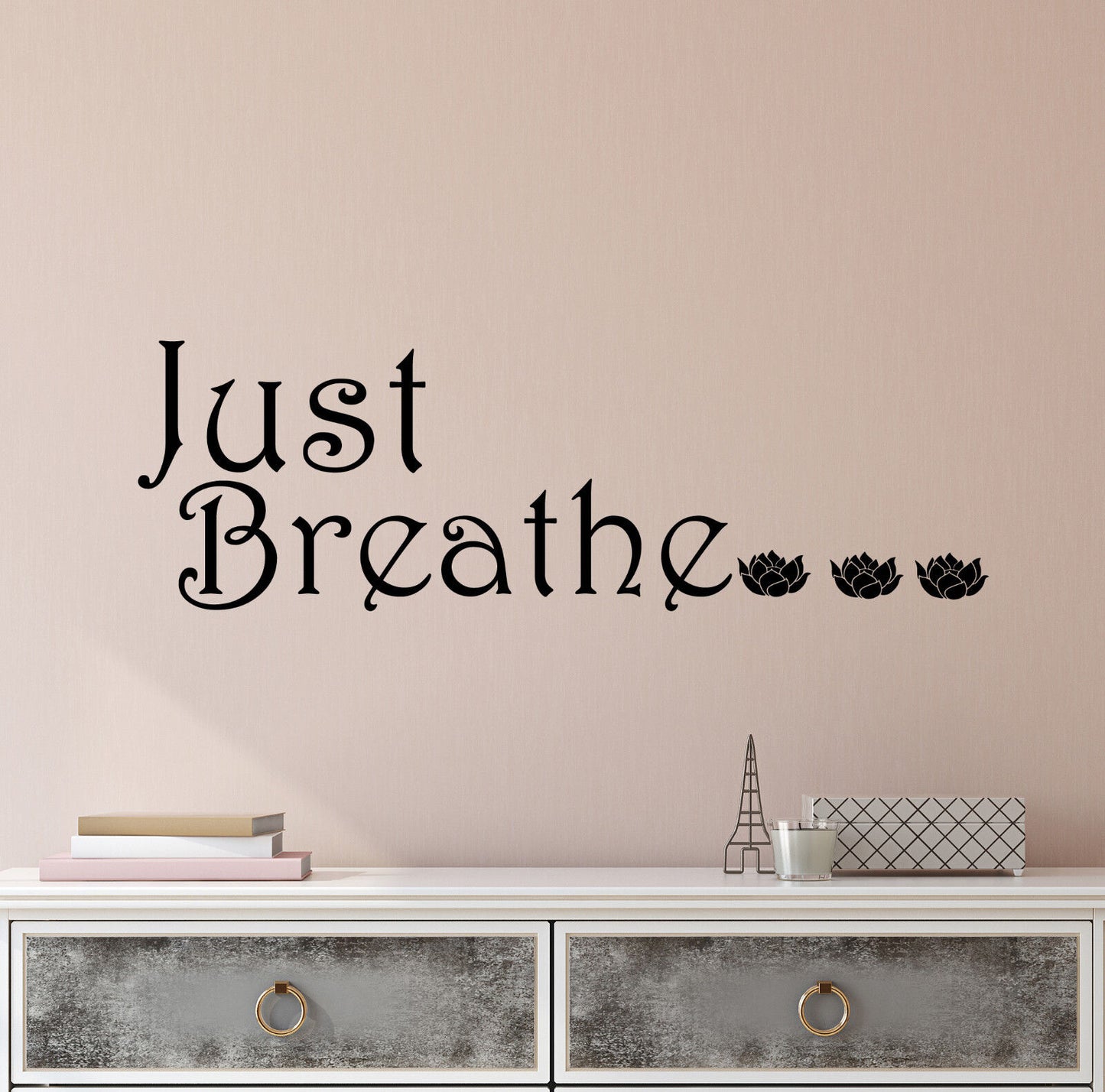 Vinyl Wall Decal Stickers Quote Words Meditation Room Just Breathe 2914ig