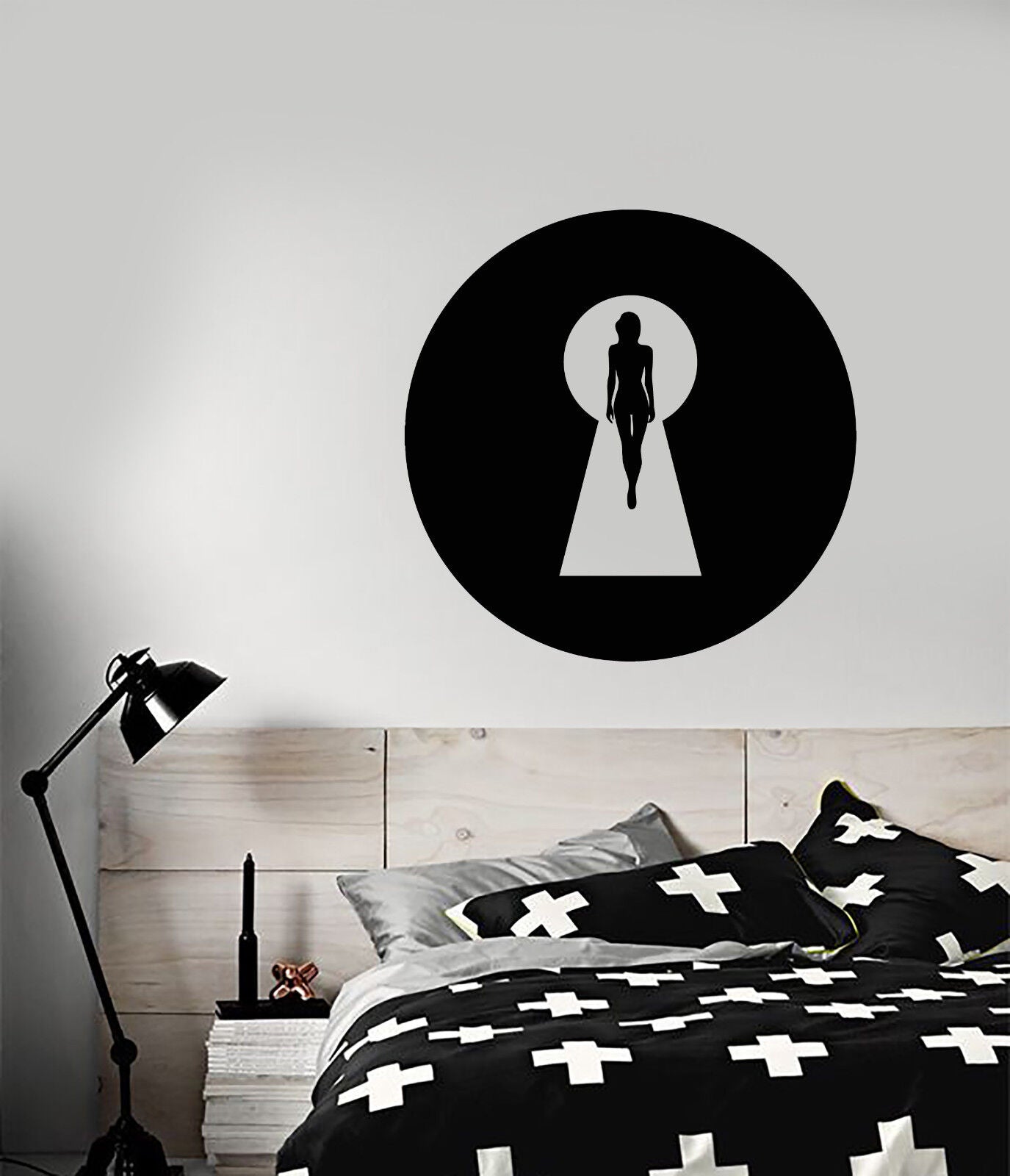 Vinyl Wall Decal Keyhole Sexy Naked Woman Beautiful Body Stickers (2938ig)