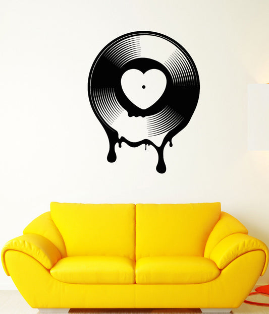 Vinyl Wall Decal Vinyl Record Vintage Retro Music Heart Stickers (2992ig)