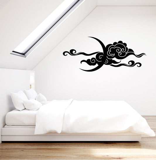 Vinyl Wall Decal Crescent Moon Sky Clouds Bedroom Decoration Stickers (3005ig)