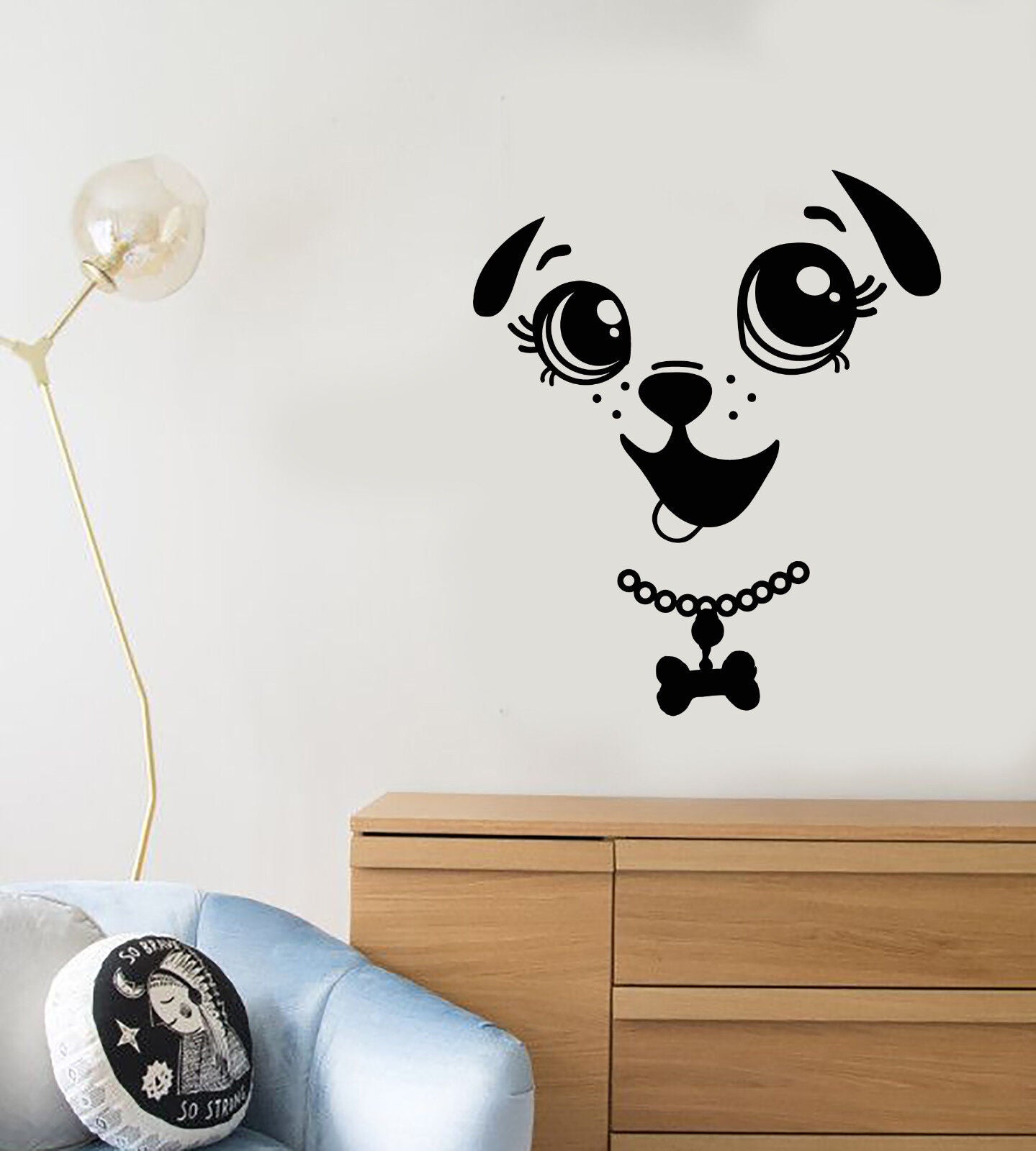 Autocollant mural en vinyle, dessin animé, chien, chiot, animaux de maison (3053ig)