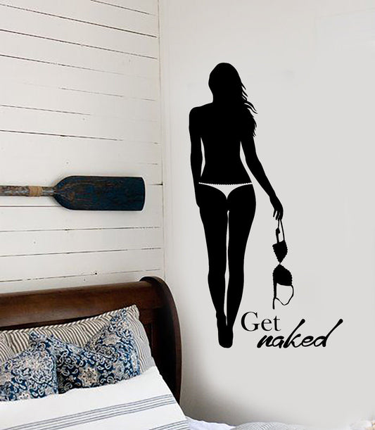 Vinyl Wall Decal Hot Sexy Get Naked Girl Woman In Underwear Stickers (3061ig)