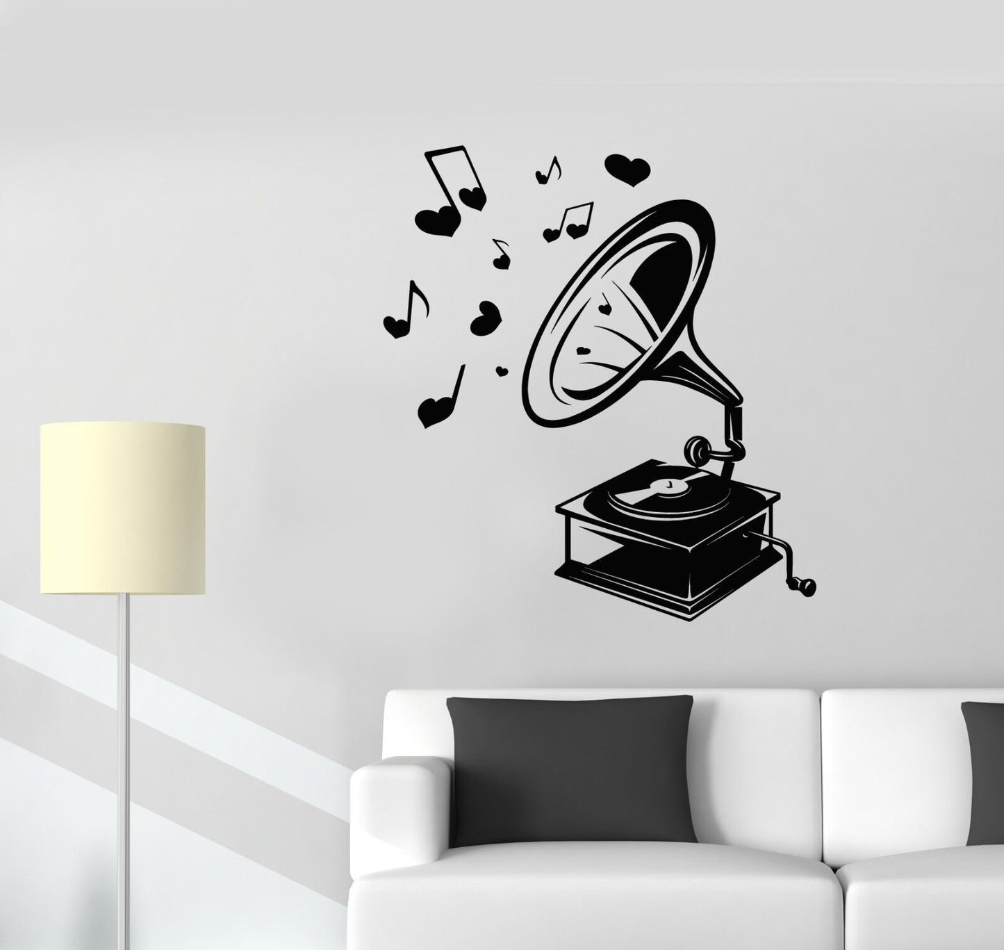 Vinyl Wall Decal Vintage Retro Music Gramophone Stickers (3076ig)