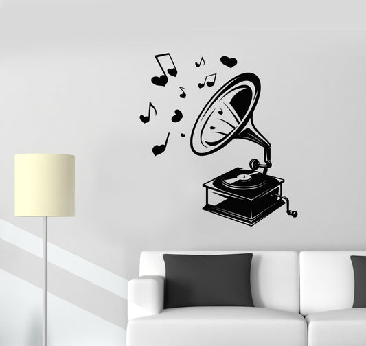 Autocollant mural en vinyle, autocollants de Gramophone de musique rétro Vintage (3076ig)