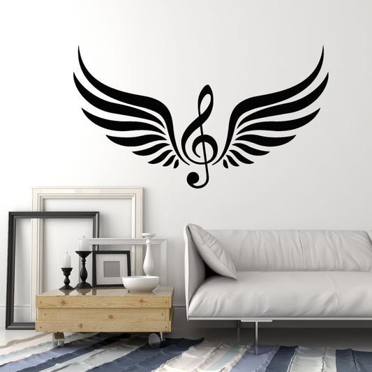 Vinyl Wall Decal Clef Music Notes Decor Wings For Musician Stickers (3085ig)