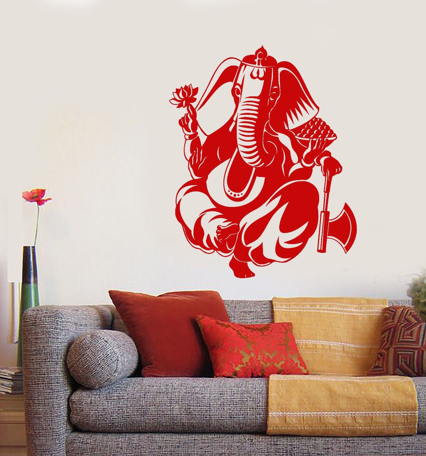 Autocollant mural en vinyle Inde Dieu Ganesha Éléphant Hindouisme Autocollants (3096ig)