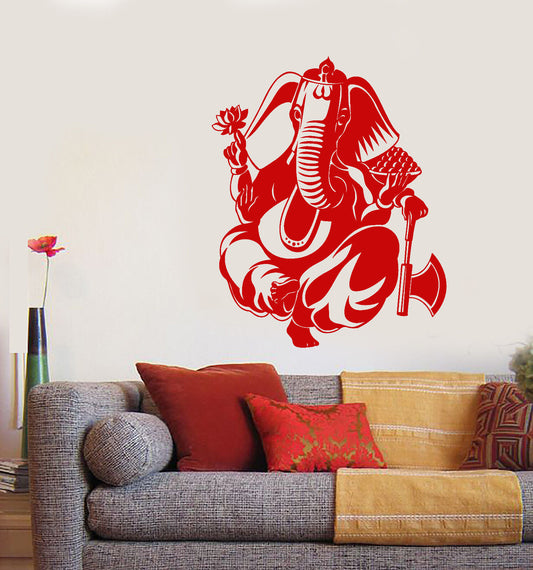 Vinyl Wall Decal India God Ganesha Elephant Hinduism Stickers (3096ig)