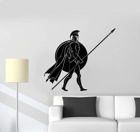 Vinyl Wall Decal Spartan Warrior With Spear Helmet Sparta Stickers (3097ig)