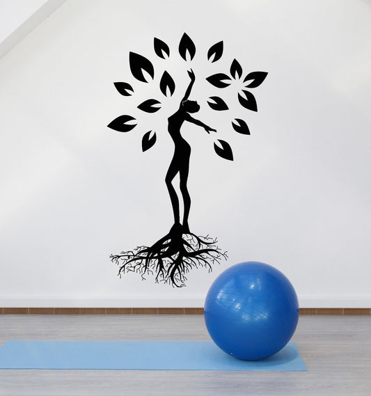 Vinyl Wall Decal Yoga Meditation Pose Tree Nature Health Beauty Stickers 3101ig