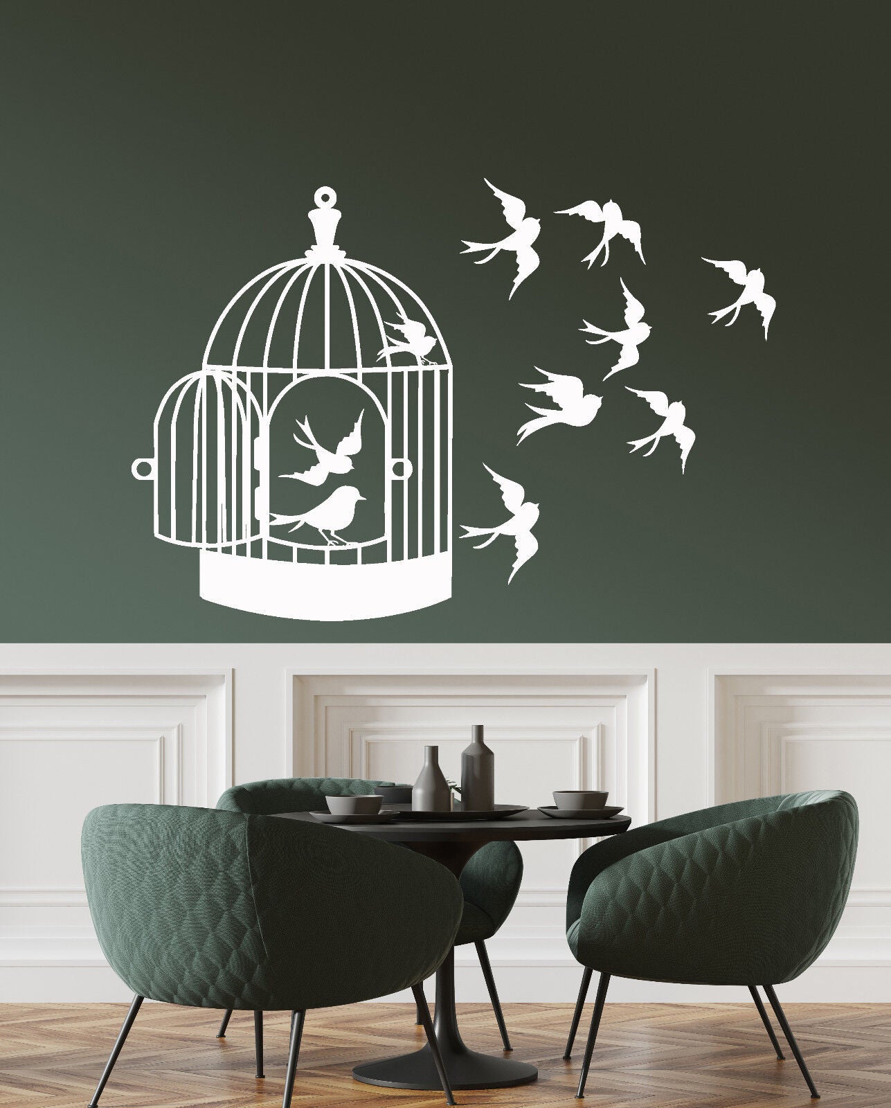 Autocollant mural en vinyle, Cage à oiseaux pour oiseaux, autocollants de Design d'intérieur (3107ig)