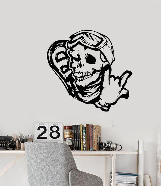 Autocollant mural en vinyle pour snowboarder, crâne drôle, autocollants de Sport de snowboard (3114ig)
