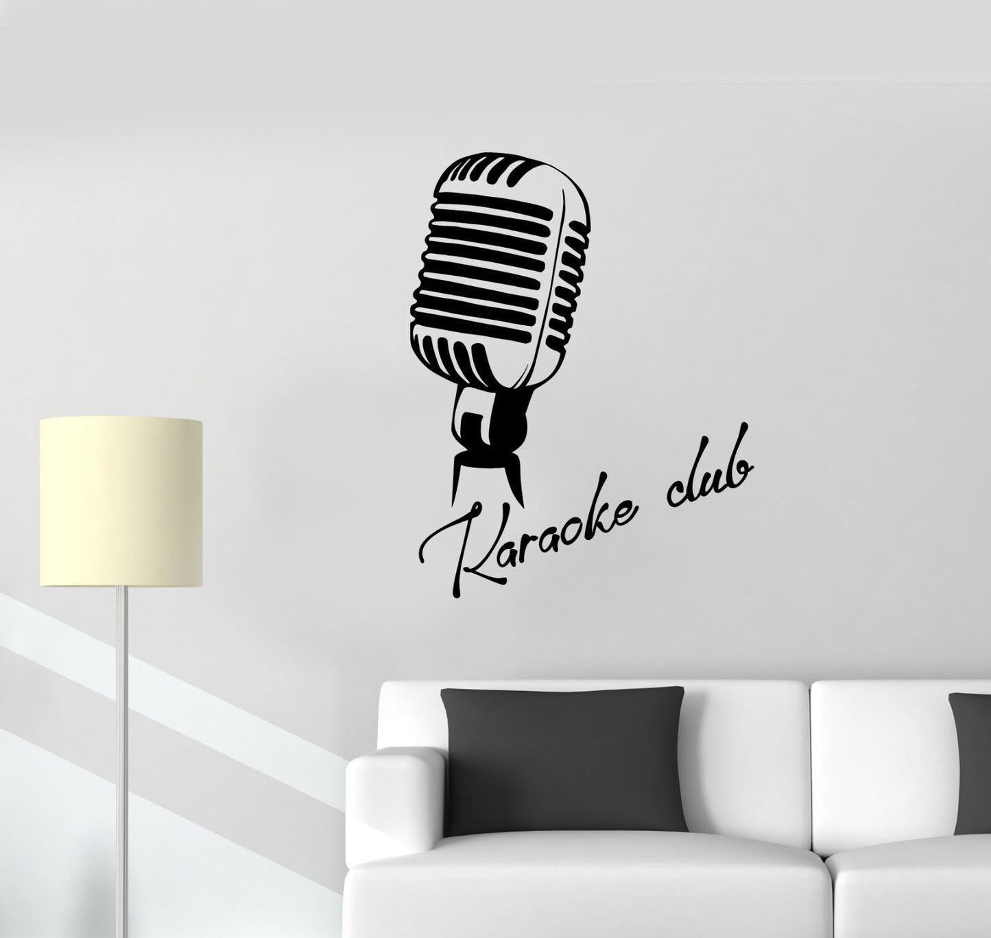 Vinyl Wall Decal Retro Microphone Karaoke Club Signboard Logo Stickers (3134ig)