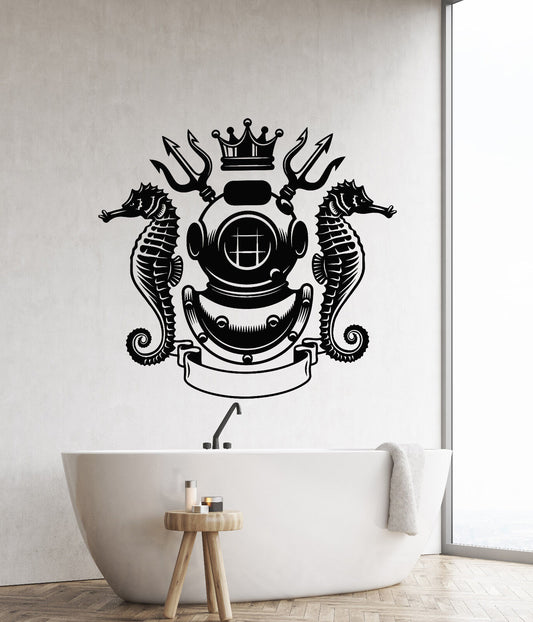 Vinyl Wall Decal Scuba Diving Vintage Helmet Underwater Stickers (3145ig)