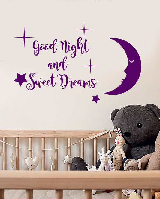 Vinyl Wall Decal Words Quote Good Night And Sweet Dreams Stickers (3148ig)