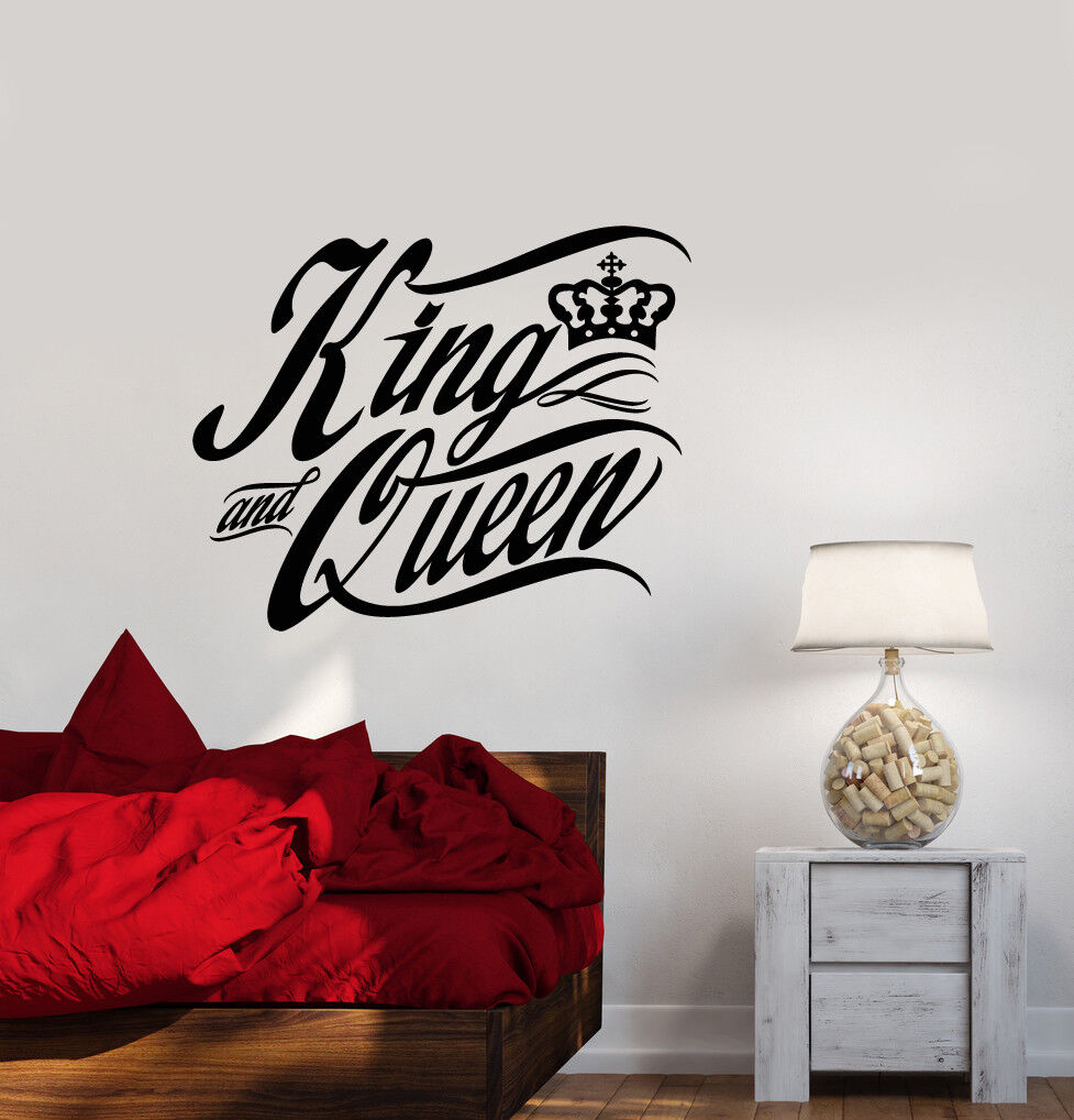 Vinyl Wall Decal Quote Words The King And Queen Crown Stickers (3155ig)