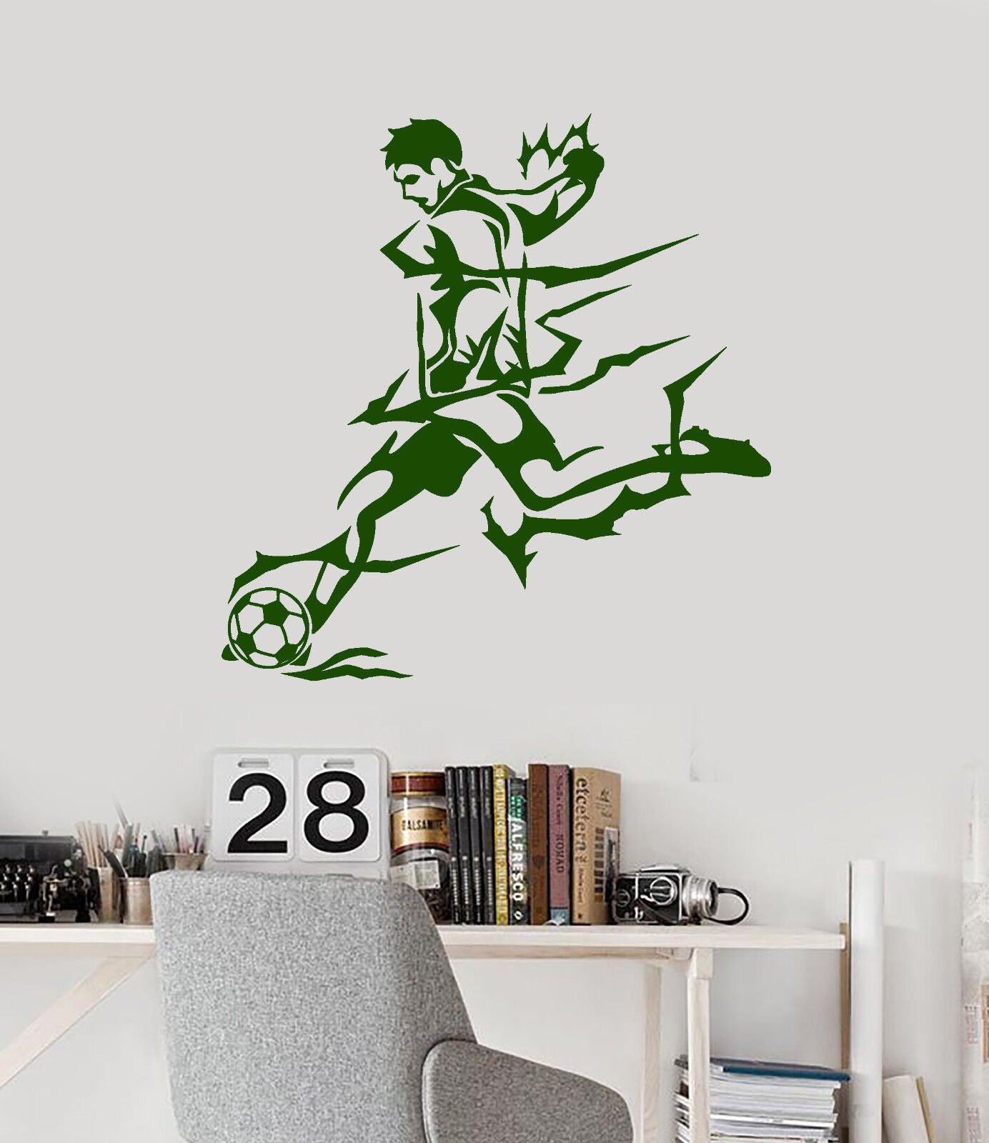 Vinyl Wall Decal Soccer Player Sport Game Ball Stickers (3166ig)