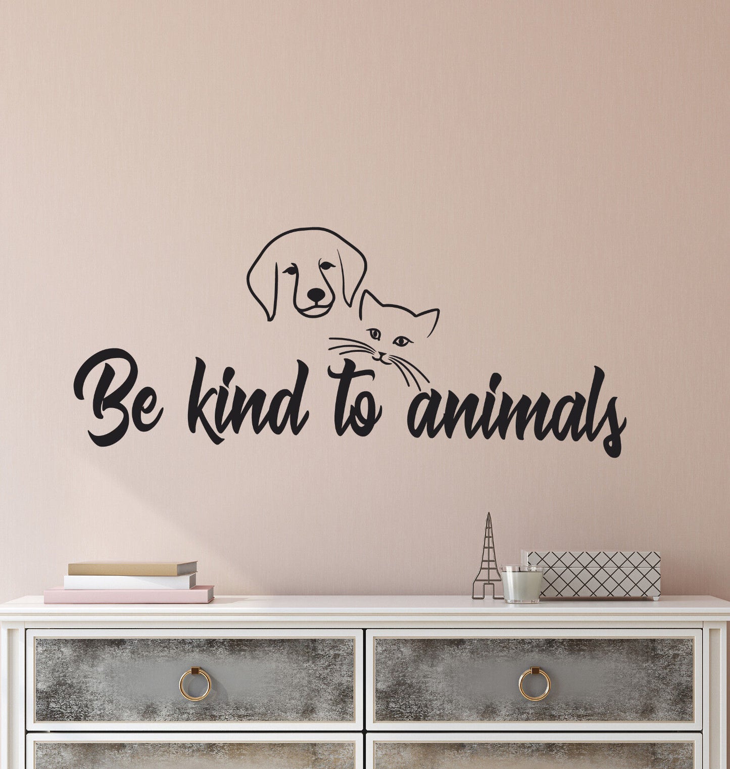 Wandtattoo "Be Kind To Animals" aus Vinyl, Motiv: Motivationszitat, 3178ig