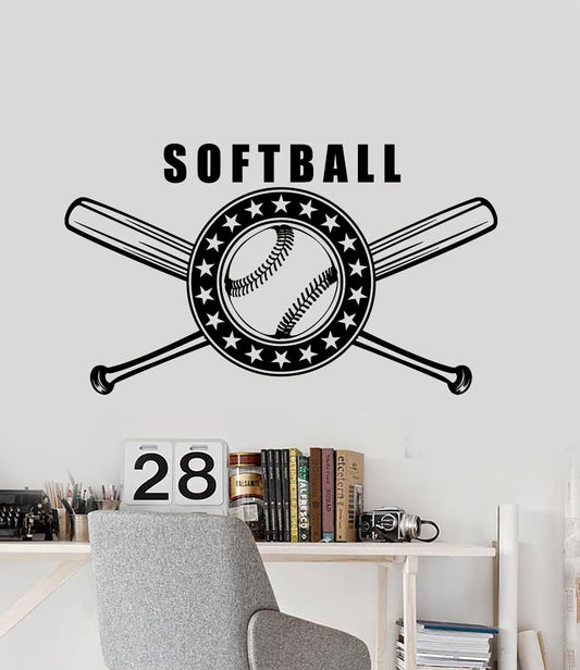 Autocollant mural en vinyle avec logo de sport de jeu de batte de softball (3202ig)